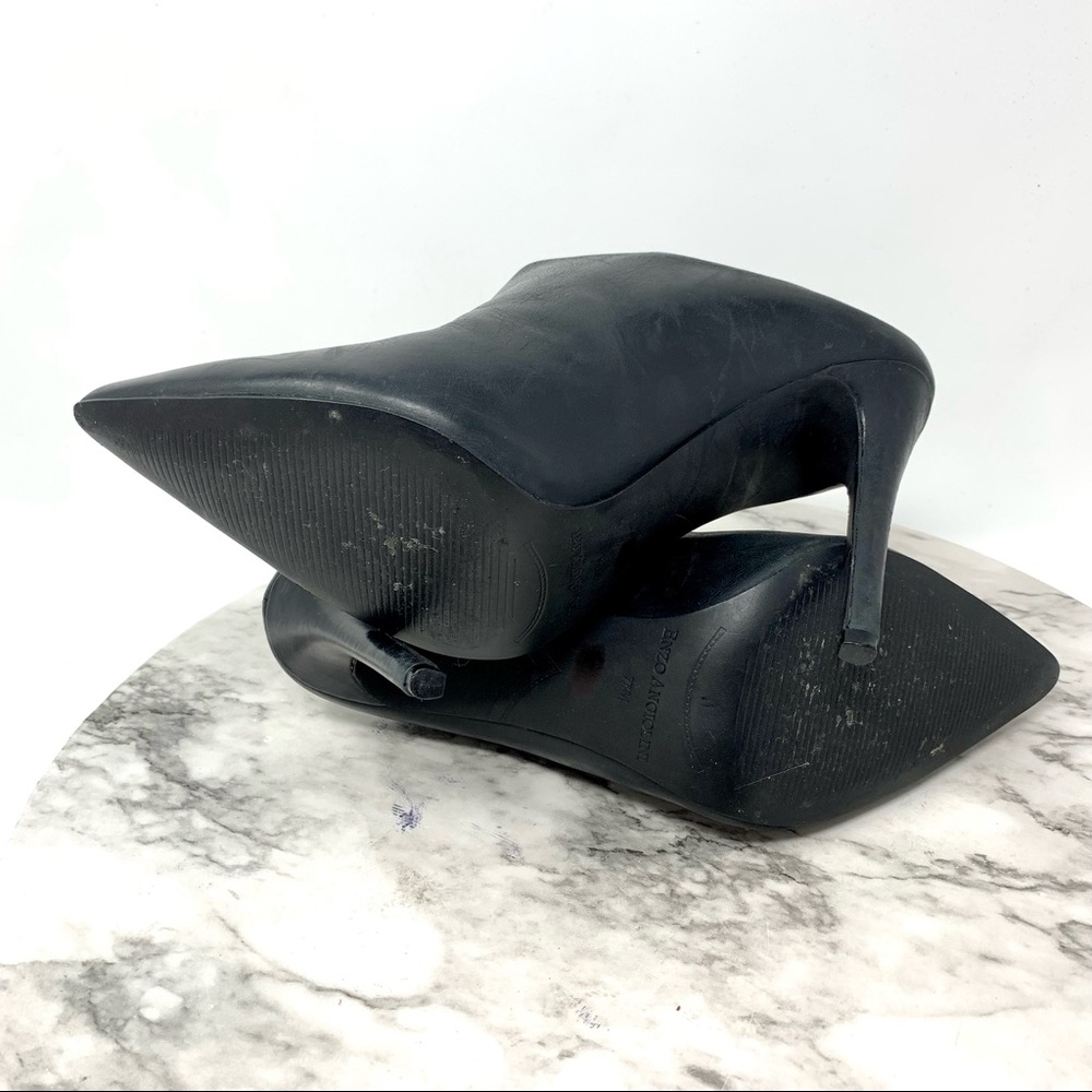 Enzo Angiolini Faxon Pointed Toe Leather Mules 7.5 Minimalist Edgy Classic Chic - Picture 8 of 12